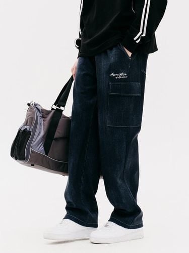 Jersey denim like wide cargo pants 1 - ready4next - Modalova