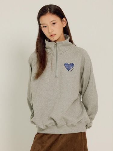 Paisley Half Zip-up Sweatshirts [Melange Gray] - sienne - Modalova