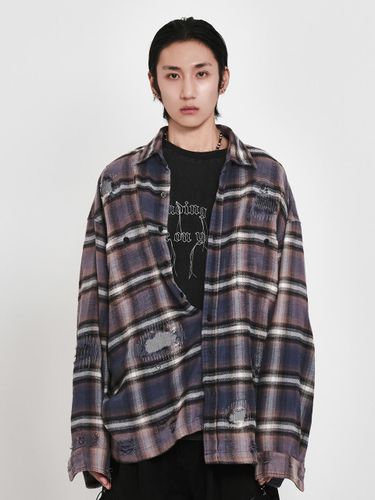 BLEACHED CUT FLANNEL SHIRT_BL - Cord. - Modalova