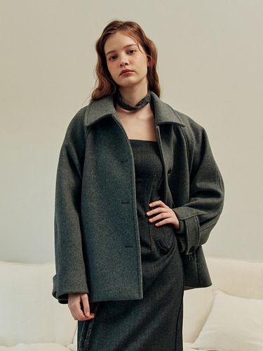 Cashmere Relaxed Fit Half Coat [Grey] - ZEROSTREET - Modalova