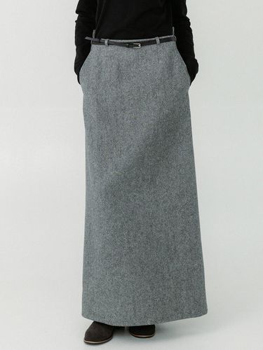 Wool Dart Maxi Skirt_Melange Gray - RRACE - Modalova