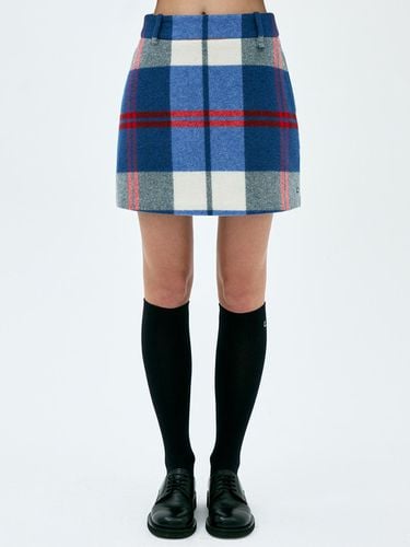 FW ] Wool Check Skirt (Blue) - CLOVE - Modalova