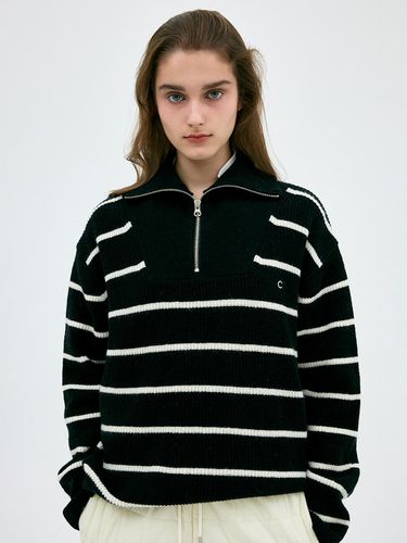 FW ] Half - Zip Knit Sweater (Black) - CLOVE - Modalova