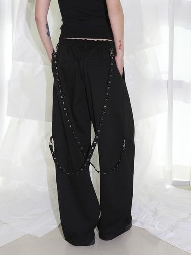 X Strap Wide Pants - BLACK - CLUT STUDIO - Modalova