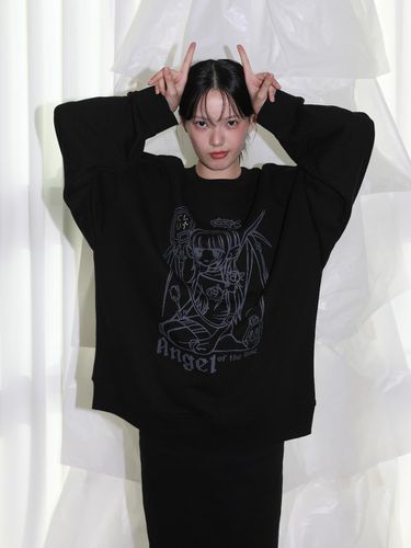 Angel of Rose Sweatshirt - BLACK - CLUT STUDIO - Modalova