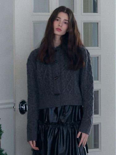 Fisher wool cable collar puff cardigan_grey - FABRIC SEOUL - Modalova