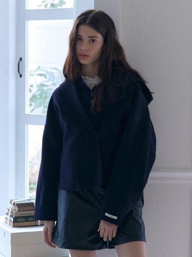 Hoody oversize handmade short coat_navy - FABRIC SEOUL - Modalova