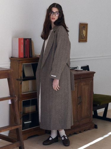 Raglan buttonless handmade long coat_brown Herring - FABRIC SEOUL - Modalova