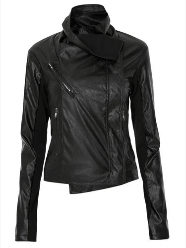 Asymmetrical Biker Leather Jacket (FL - 047_Leathe - FLARE UP - Modalova