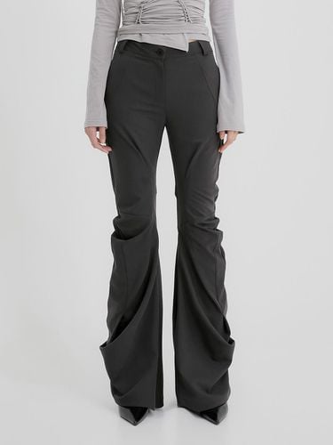 Asymmetrical Drape Pants (FL - 245_Charcoal) - FLARE UP - Modalova