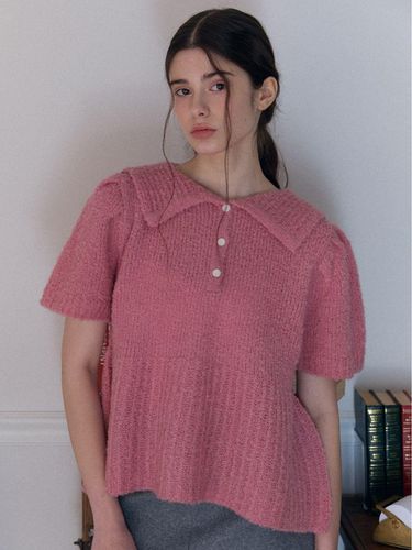 Wool button collar puff knit_pink - FABRIC SEOUL - Modalova