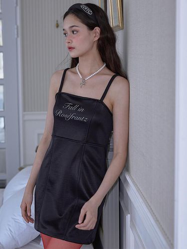 Satin Sleeveless Mini Dress [Black] - Rosefrantz - Modalova