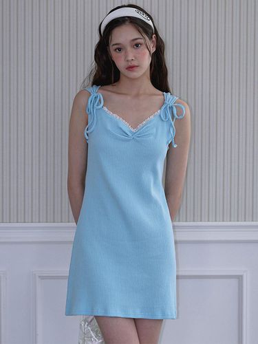 Lace Shirring Mini Dress [Summer Blue] - Rosefrantz - Modalova