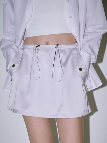 Satin Cargo Mini Skirt [Pink] - Rosefrantz - Modalova