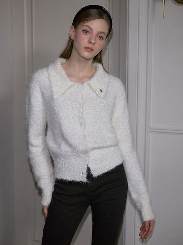 Hairy Collar Knit Cardigan - Rosefrantz - Modalova