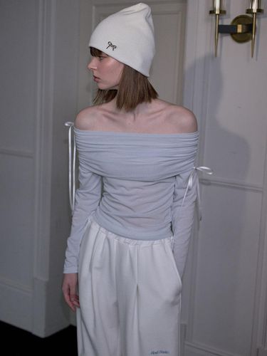 Ribbon Off Shoulder Long Sleeve [Sky Blue] - Rosefrantz - Modalova