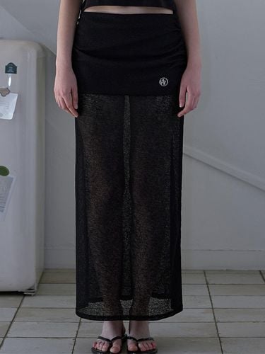 See through Layered Long Skirt [Black] - Rosefrantz - Modalova