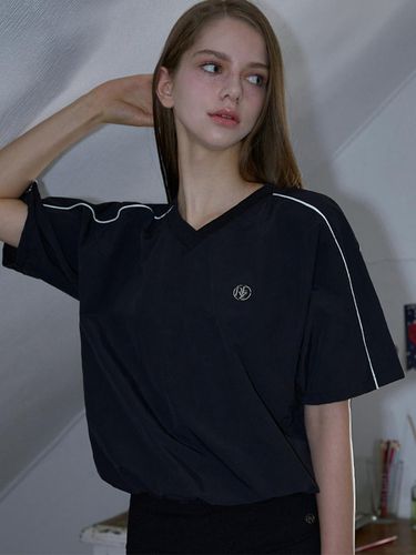 Nylon Piping T shirt [Black] - Rosefrantz - Modalova