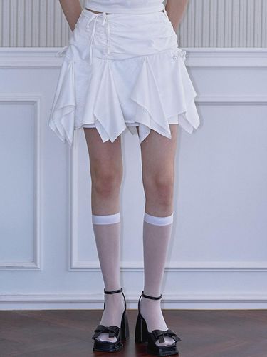 Strap Shirring Mini Skirt [White] - Rosefrantz - Modalova