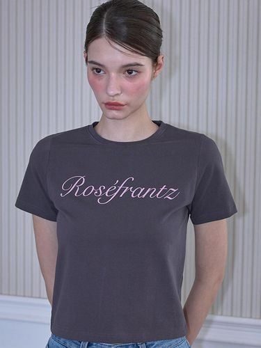 Rose Lettering T shirt [Charcoal] - Rosefrantz - Modalova