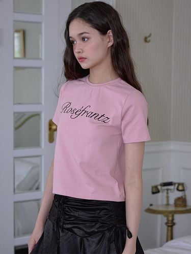 Rose Lettering T shirt [Pink] - Rosefrantz - Modalova