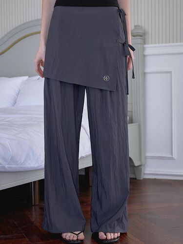 Layered Wrap Wide Pants [Charcoal] - Rosefrantz - Modalova