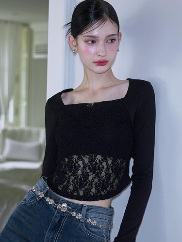 Lace Layered Long Sleeve [Black] - Rosefrantz - Modalova