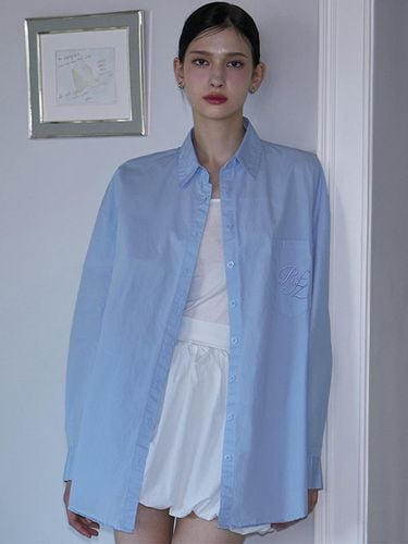 Embroidery Overfit Shirt [Sky Blue] - Rosefrantz - Modalova