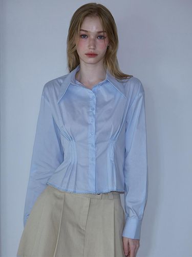 Pintuck Lace Crop Shirt [Sky Blue] - Rosefrantz - Modalova