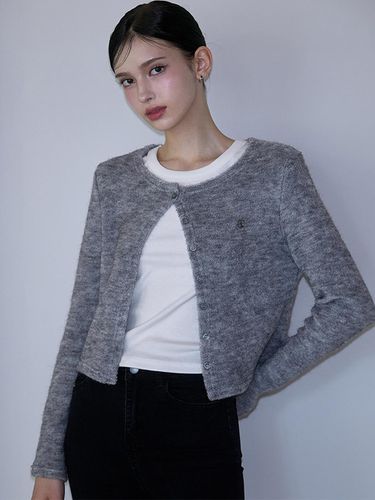 Mohair Round Cardigan [Gray] - Rosefrantz - Modalova