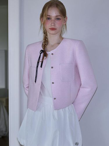 Pocket Tweed Jacket [Pink] - Rosefrantz - Modalova