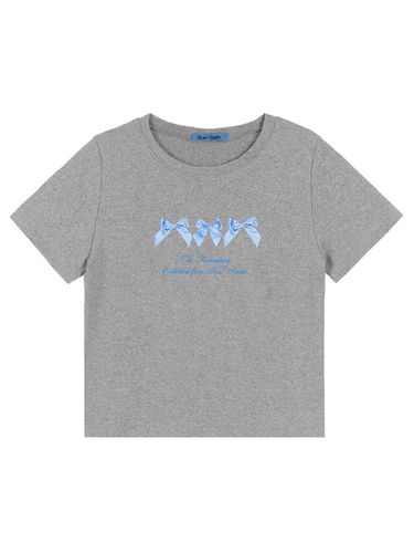 Ribbon Lettering T shirt [Gray] - Rosefrantz - Modalova