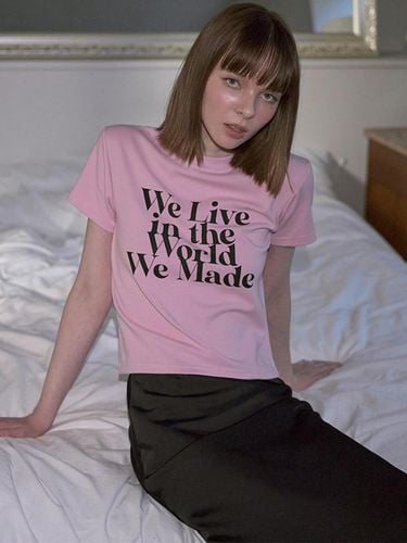 World Flower Lettering T shirt [Pink] - Rosefrantz - Modalova