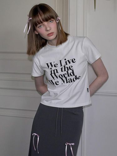 World Flower Lettering T shirt [White] - Rosefrantz - Modalova