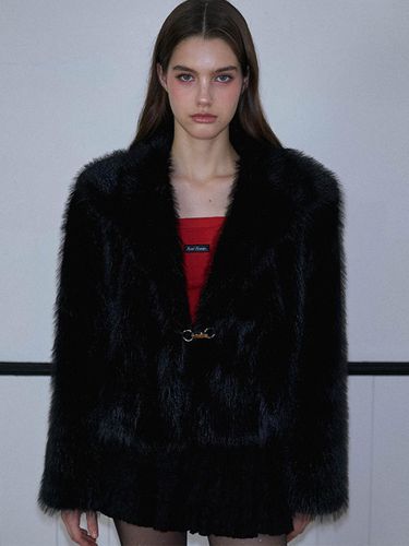 Sailor Buckle Fur Jacket [Black] - Rosefrantz - Modalova