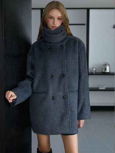 High Neck Half Coat [Charcoal] - Rosefrantz - Modalova