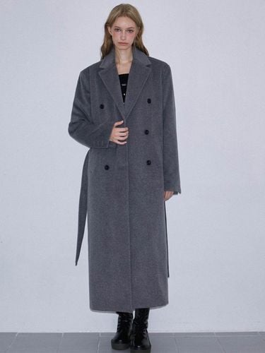 Double Button Maxi Long Coat [Gray] - Rosefrantz - Modalova