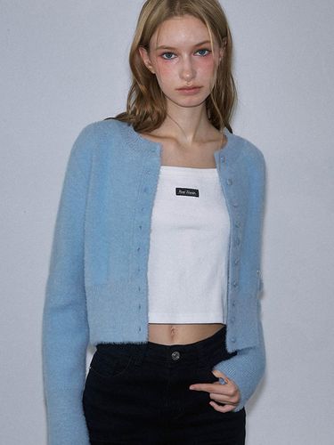 Fur Round Cardigan [Sky blue] - Rosefrantz - Modalova