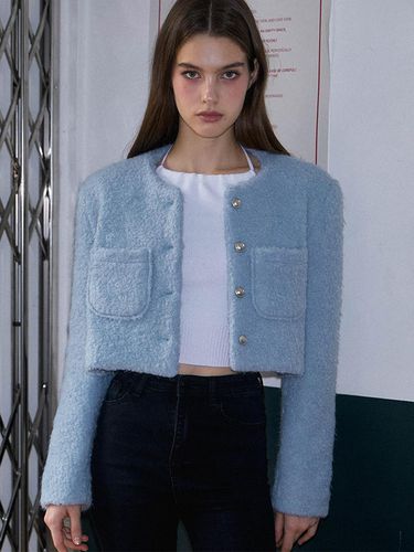 Boucle Tweed Jacket [Sky Blue] - Rosefrantz - Modalova