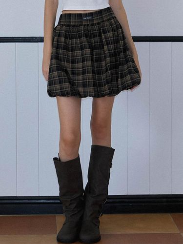 Check Balloon Mini Skirt [Brown] - Rosefrantz - Modalova