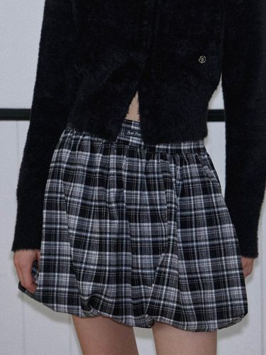 Check Balloon Mini Skirt [Black] - Rosefrantz - Modalova