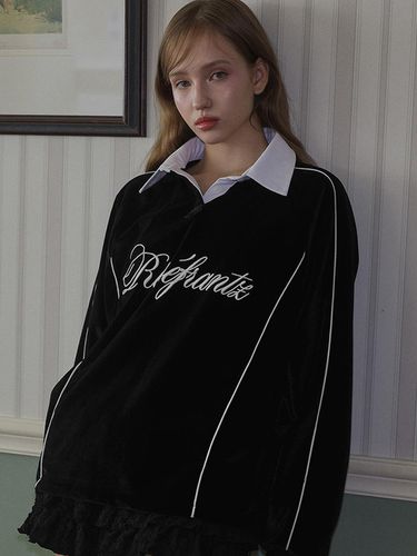 Velvet collar Sweatshirt [Black] - Rosefrantz - Modalova