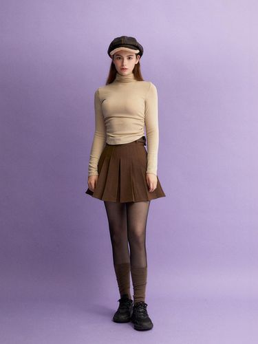 Classic Pleated Skirt with Belt (CAMEL) - koolkitten - Modalova