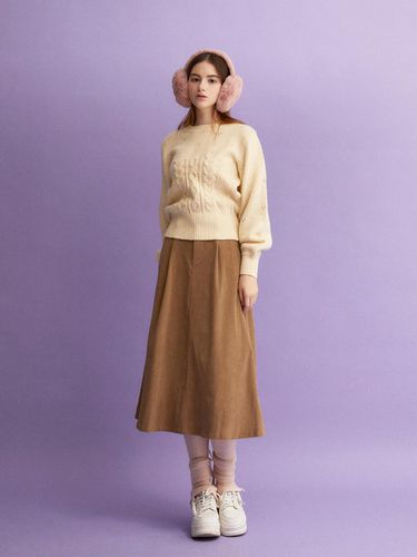 Corduroy Flare Maxi Skirt (CAMEL) - koolkitten - Modalova