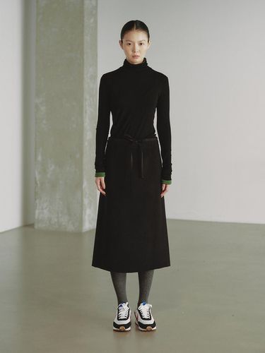 WOOL BLOCK PENCIL SKIRT_BLACK - REPLAIN - Modalova