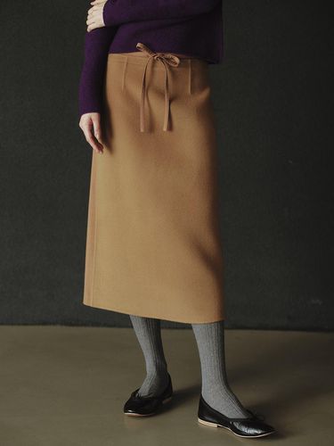 WOOL BLOCK PENCIL SKIRT_CAMEL - REPLAIN - Modalova