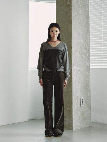 CORDUROY STRAIGHT PANTS_CHARCOAL - REPLAIN - Modalova