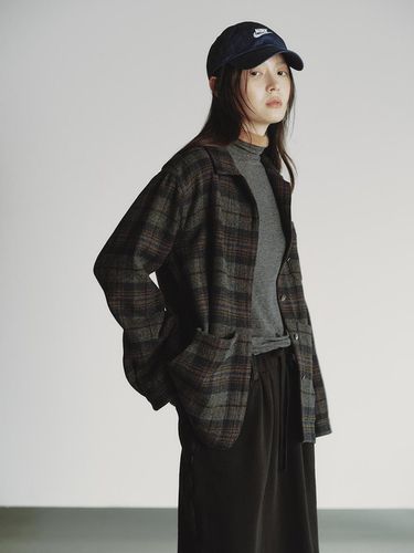 OVERSIZE CHECK JACKET_DARK GREY - REPLAIN - Modalova