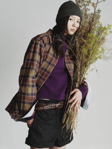 OVERSIZE CHECK JACKET_BROWN - REPLAIN - Modalova