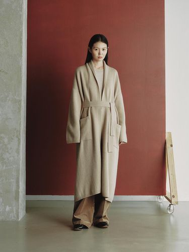 LONG BELT KNIT COAT_PALE BEIGE - REPLAIN - Modalova